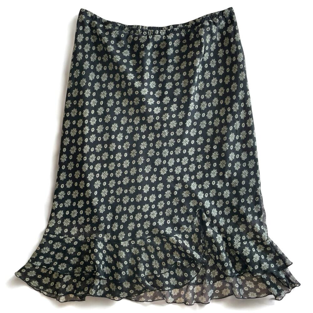 VTG 90s Monica Geller Satin Medallion Skirt Sz 22/24 Ruffle Fairy Grunge Friends